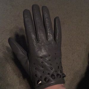 UO grey leather studded gloves